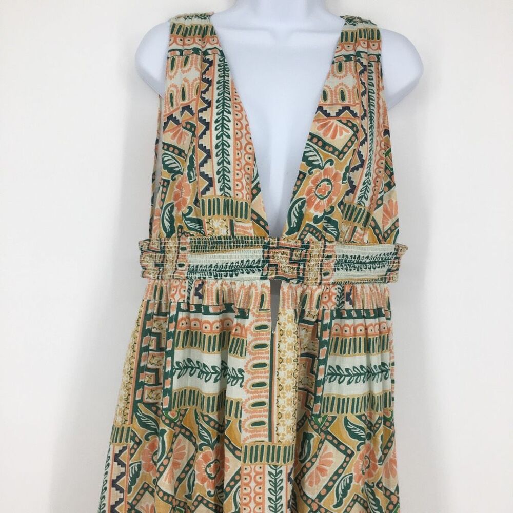 Bila77 Sophia Dress Womens Large Cutouts Slits Deep V Smocked Waist Boho #J - Picture 4 of 11
